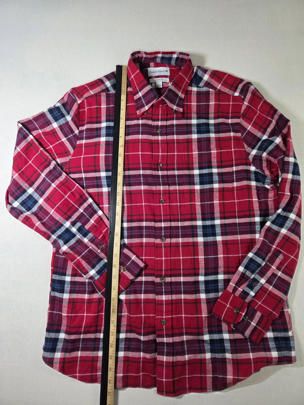 Plaid Saddlebred men's long sleeve button-down flannel shirt L